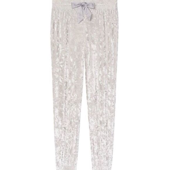 VICTORIAS SECRET women’s silver/pearlescent crushed velvet velour lounge jogger - Picture 1 of 10